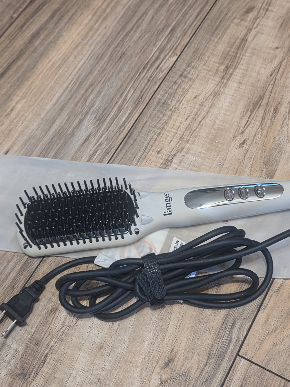Lange Silver and Black Heated Straightening Brush